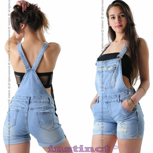 Salopette jeans strappi donna